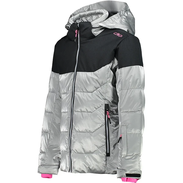 CMP Girl Snaps Hood Skijacke Silver / Nero Mel / Pink Fluo Kinder 5 CMP Girl Snaps Hood Skijacke Silver / Nero Mel / Pink Fluo Kinder - immagine 3