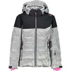 CMP Girl Snaps Hood Skijacke Silver / Nero Mel / Pink Fluo Kinder